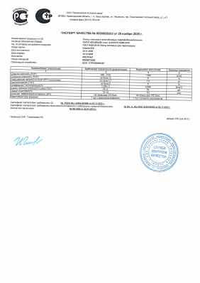 Предпросмотр: Паспорт качества № 00000006203
