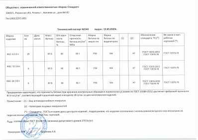 Предпросмотр: Паспорт качества № 544