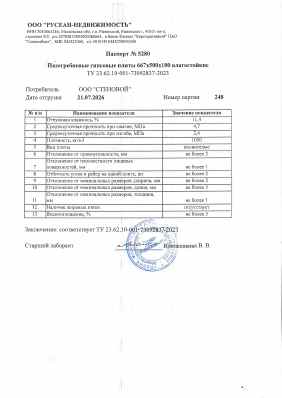 Предпросмотр: Паспорт качества № 5280