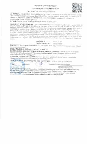 Предпросмотр: Декларация о соответствии № РОСС RU Д-RU.РА01.В.12023/26