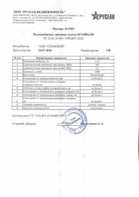 Предпросмотр: Паспорт качества № 5302