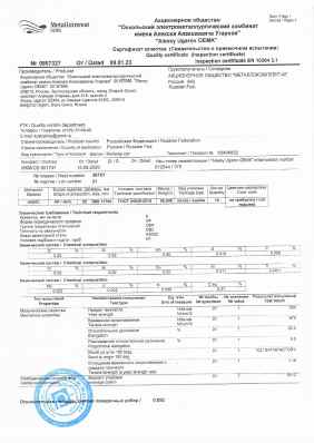 Предпросмотр: Сертификат качества № 0857327