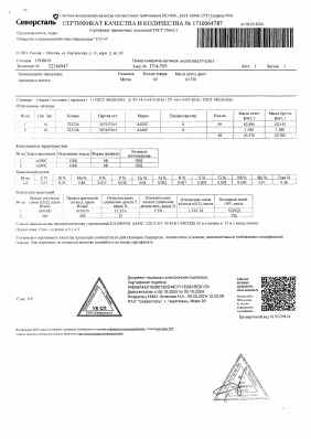 Предпросмотр: Сертификат качества № 1710064787