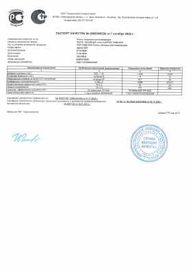 Предпросмотр: Паспорт качества № 00000005236