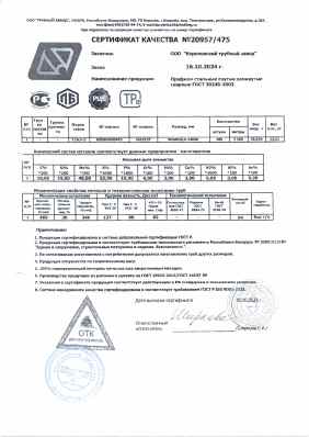 Предпросмотр: Сертификат качества № 20957/475