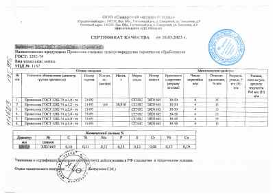 Предпросмотр: Сертификат качества