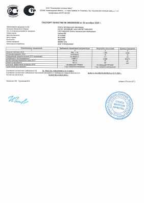 Предпросмотр: Паспорт качества № 00000005708
