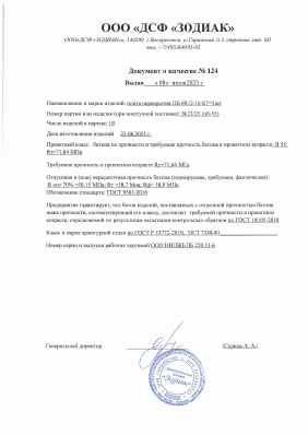 Предпросмотр: Паспорт качества № 124