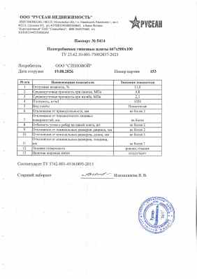Предпросмотр: Паспорт качества № 5414