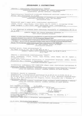 Предпросмотр: Декларация о соответствии № РОСС RU Д-RU.РА01.В.16626/19