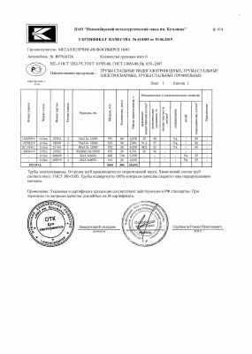 Предпросмотр: Паспорт качества № 610385