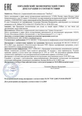 Предпросмотр: Декларация о соответствии № ЕАЭС N RU Д-RU.РА10.В.16562/25