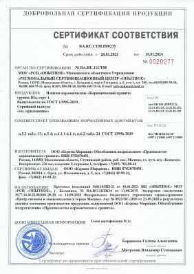 Предпросмотр: Сертификат соответствия № RA.RU.СТ08.Н00235
