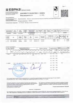 Предпросмотр: Сертификат качества № 2226934