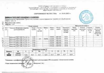 Предпросмотр: Сертификат качества