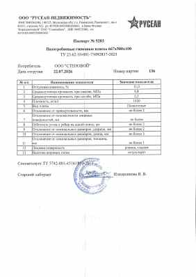 Предпросмотр: Паспорт качества № 5283