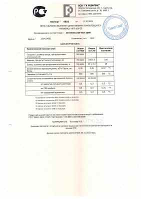 Предпросмотр: Паспорт качества № 4581