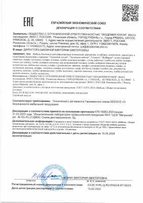 Предпросмотр: Декларация о соответствии № ЕАЭС N RU Д-RU.РА02.В.97135/23