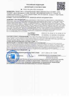 Предпросмотр: Декларация о соответствии № РОСС RU Д-RU.РА01.В.42520/25