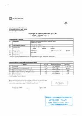 Предпросмотр: Паспорт качества № 220823/4/PYER-2033.1.1