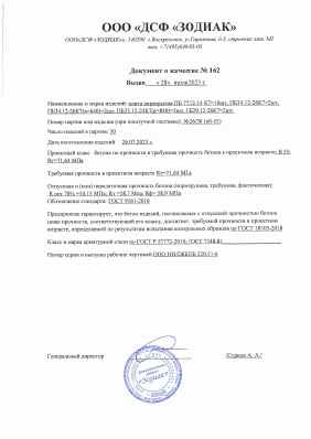 Предпросмотр: Паспорт качества № 162