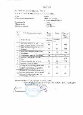 Предпросмотр: Паспорт качества № 24/05