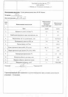 Предпросмотр: Паспорт качества № 104