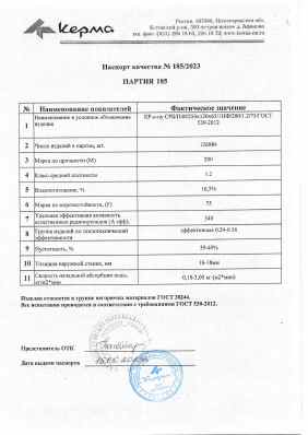 Предпросмотр: Паспорт качества № 185/2023