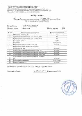 Предпросмотр: Паспорт качества № 5413