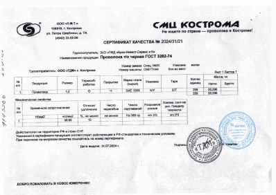 Предпросмотр: Сертификат качества № 2024/31/21