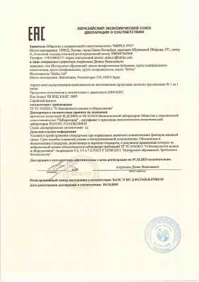 Предпросмотр: Декларация о соответствии № ЕАЭС N RU Д-FI.ГА05.В.07983/19