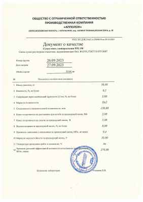 Предпросмотр: Паспорт качества № РОСС RU Д-RU.РА01.А.39496/19