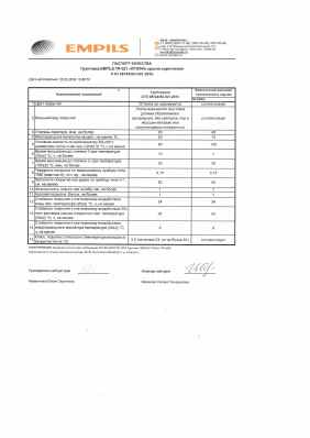 Предпросмотр: Паспорт качества № 629/2