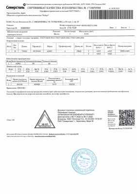 Предпросмотр: Сертификат качества № 1710058900