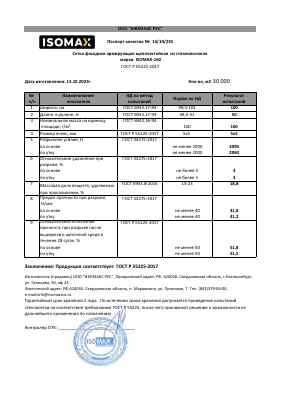 Предпросмотр: Паспорт качества № 14/10/23S