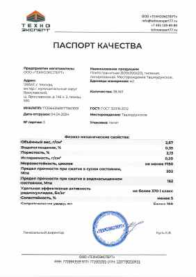 Предпросмотр: Паспорт качества