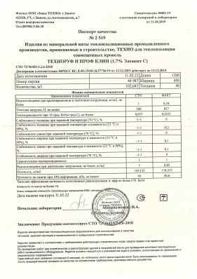 Предпросмотр: Паспорт качества № 2519