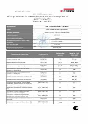 Предпросмотр: Паспорт качества № 790007371368
