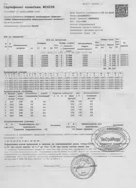Предпросмотр: Сертификат качества № 24288