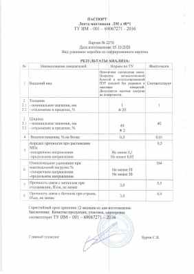 Предпросмотр: Паспорт качества № 2270