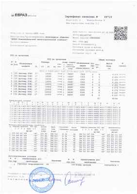 Предпросмотр: Сертификат качества № 22715