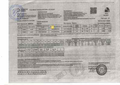 Предпросмотр: Сертификат качества № 21298
