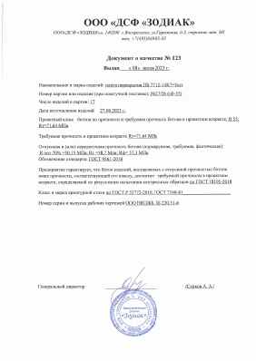 Предпросмотр: Паспорт качества № 123