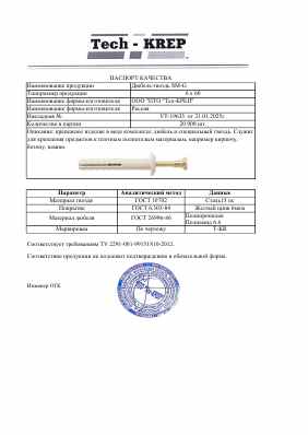 Предпросмотр: Паспорт качества