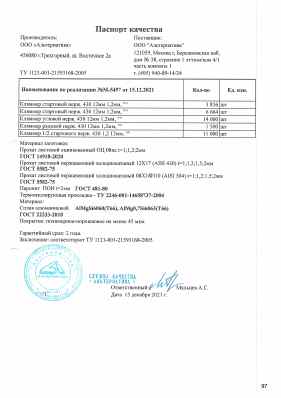 Предпросмотр: Паспорт качества
