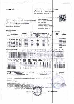 Предпросмотр: Сертификат качества № 13709